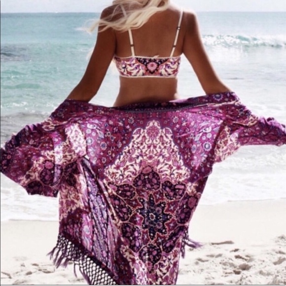 Back in Stock!! Violet Crown Fringe Kimono - Picture 4 of 8
